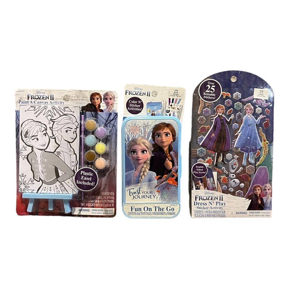 Disney Frozen Set of 3 Activity Sets Canvas Paint Markers Stickers New